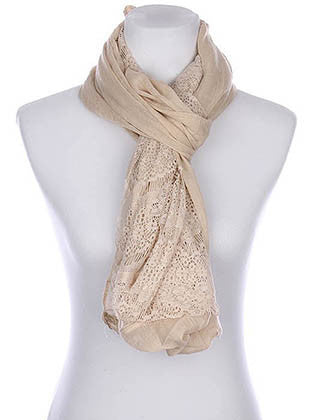 SCARF   LACE EDGE  KYF80401LBEG - Scarvesnthangs
 - 3