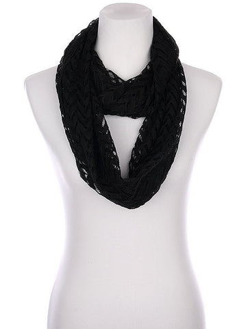 SCARF   CHEVRON PATTERN CROCHET  KYF80421BLK - Scarvesnthangs
 - 2