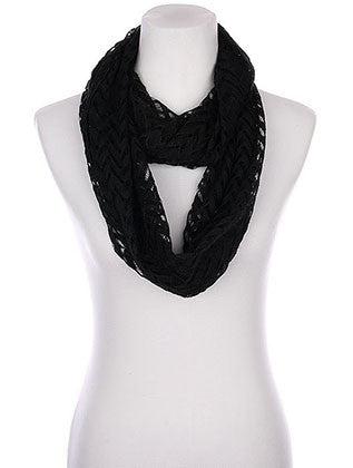 SCARF   CHEVRON PATTERN CROCHET  KYF80421BLK