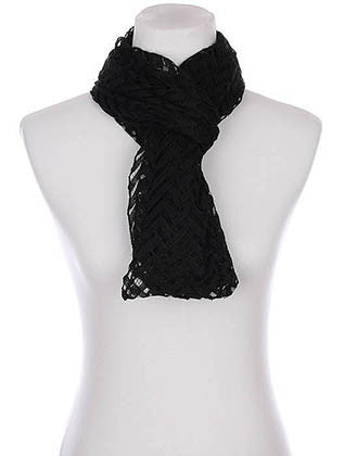 SCARF   CHEVRON PATTERN CROCHET  KYF80421BLK - Scarvesnthangs
 - 3