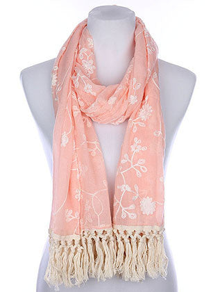 SCARF   EMBROIDERED  KYF80461PNK - Scarvesnthangs
 - 1