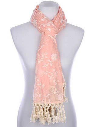 SCARF   EMBROIDERED  KYF80461PNK - Scarvesnthangs
 - 3