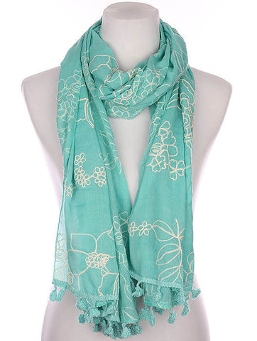 SCARF   FLORAL PATTERN EMBROIDERY  KYF8047MIN - Scarvesnthangs
 - 2
