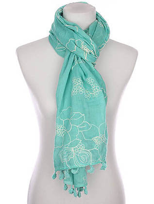 SCARF   FLORAL PATTERN EMBROIDERY  KYF8047MIN - Scarvesnthangs
 - 3