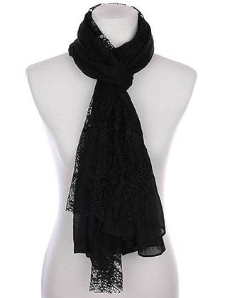 SCARF   LACE EDGE  KYF80481BLK - Scarvesnthangs
 - 3