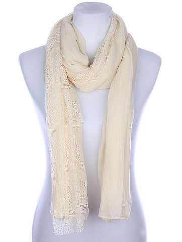 SCARF   LACE EDGE  KYF80481CRM - Scarvesnthangs
 - 2