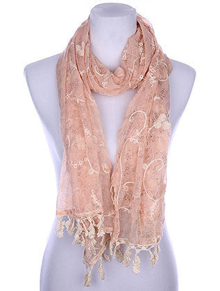 SCARF   EMBROIDERED  KYF80491PNK - Scarvesnthangs
 - 1