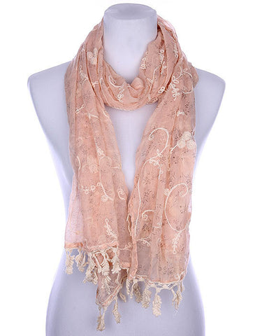 SCARF   EMBROIDERED  KYF80491PNK - Scarvesnthangs
 - 2
