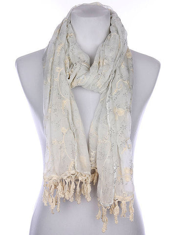 SCARF   EMBROIDERED  KYF80491WHT - Scarvesnthangs
 - 2