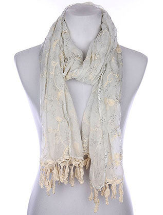 SCARF   EMBROIDERED  KYF80491WHT