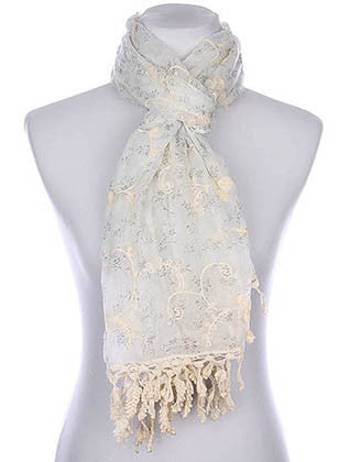 SCARF   EMBROIDERED  KYF80491WHT - Scarvesnthangs
 - 3
