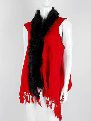 SCARF   FAUX FUR TRIM  KYF8058RED - Scarvesnthangs
 - 1