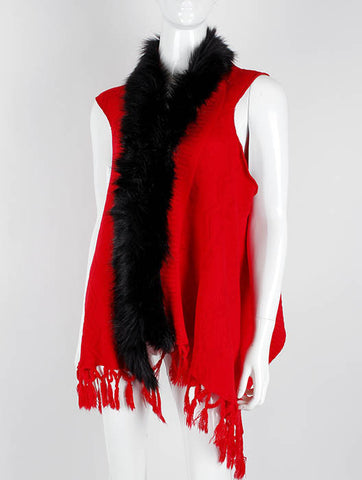 SCARF   FAUX FUR TRIM  KYF8058RED - Scarvesnthangs
 - 2