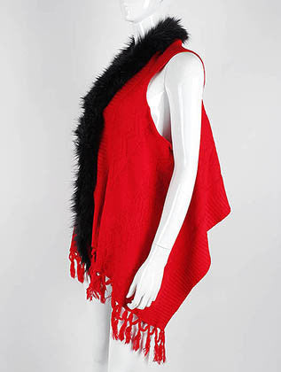 SCARF   FAUX FUR TRIM  KYF8058RED - Scarvesnthangs
 - 3