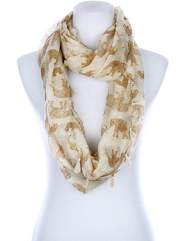SCARF   ELEPHANT PRINT  KYF99001ETIVY - Scarvesnthangs
 - 2