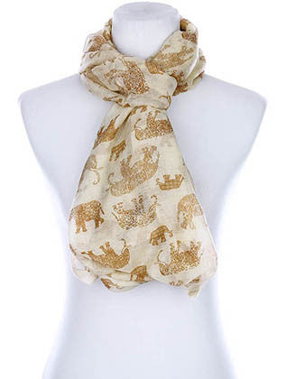 SCARF   ELEPHANT PRINT  KYF99001ETIVY - Scarvesnthangs
 - 3