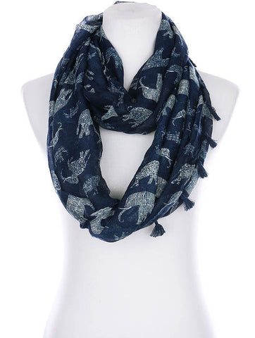 SCARF   ELEPHANT PRINT  KYF99001ETNVY - Scarvesnthangs
 - 2
