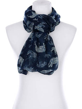SCARF   ELEPHANT PRINT  KYF99001ETNVY - Scarvesnthangs
 - 3