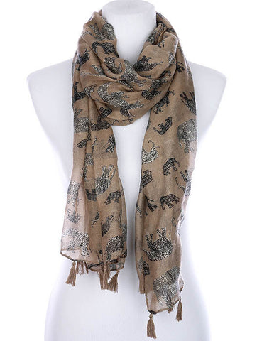 SCARF   ELEPHANT PRINT  KYF99001TBRO - Scarvesnthangs
 - 2