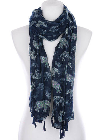 SCARF   ELEPHANT PRINT  KYF99001TNVY - Scarvesnthangs
 - 2