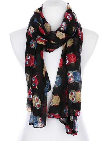 SCARF   OWL PRINT  KYF99002BLK - Scarvesnthangs
 - 2