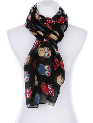 SCARF   OWL PRINT  KYF99002BLK - Scarvesnthangs
 - 3