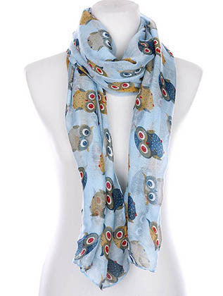 SCARF   OWL PRINT  KYF99002BLU