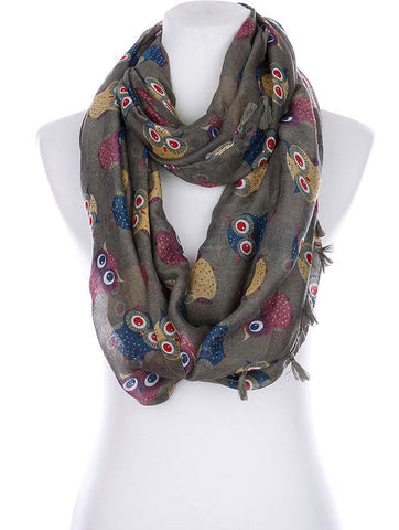 SCARF   OWL PRINT  KYF99002ETGRY - Scarvesnthangs
 - 2