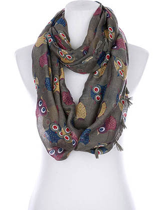 SCARF   OWL PRINT  KYF99002ETGRY