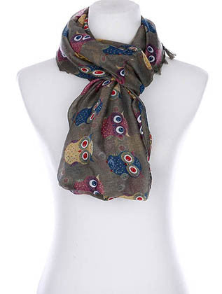 SCARF   OWL PRINT  KYF99002ETGRY - Scarvesnthangs
 - 3