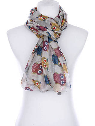 SCARF   OWL PRINT  KYF99002ETLGRY - Scarvesnthangs
 - 3