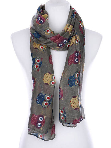 SCARF   OWL PRINT  KYF99002GRY - Scarvesnthangs
 - 2
