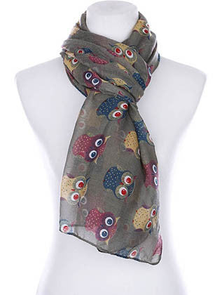 SCARF   OWL PRINT  KYF99002GRY - Scarvesnthangs
 - 3