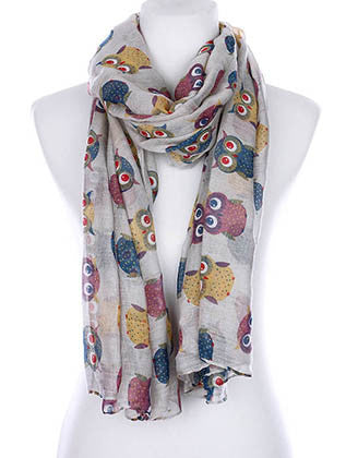 SCARF   OWL PRINT  KYF99002LGRY - Scarvesnthangs
 - 1