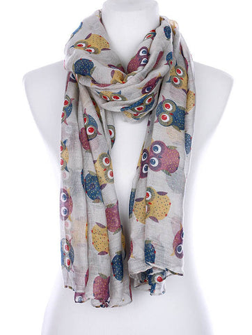 SCARF   OWL PRINT  KYF99002LGRY - Scarvesnthangs
 - 2