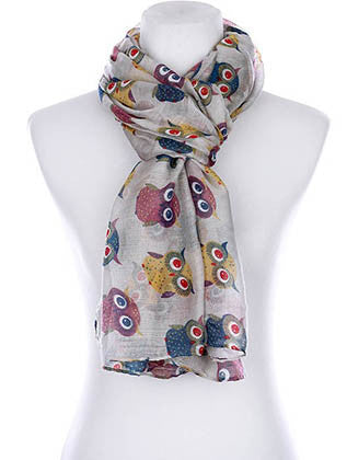 SCARF   OWL PRINT  KYF99002LGRY - Scarvesnthangs
 - 3