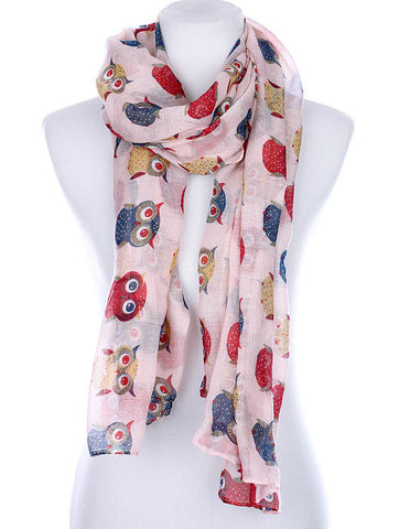 SCARF   OWL PRINT  KYF99002PNK - Scarvesnthangs
 - 2