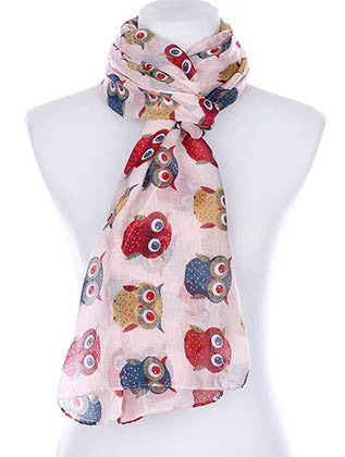 SCARF   OWL PRINT  KYF99002PNK - Scarvesnthangs
 - 3