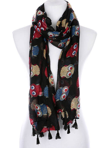 SCARF   OWL PRINT  KYF99002TBLK - Scarvesnthangs
 - 2