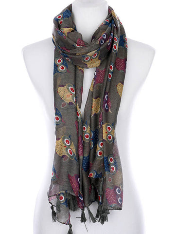SCARF   OWL PRINT  KYF99002TGRY - Scarvesnthangs
 - 2