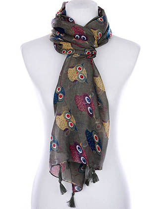 SCARF   OWL PRINT  KYF99002TGRY - Scarvesnthangs
 - 3