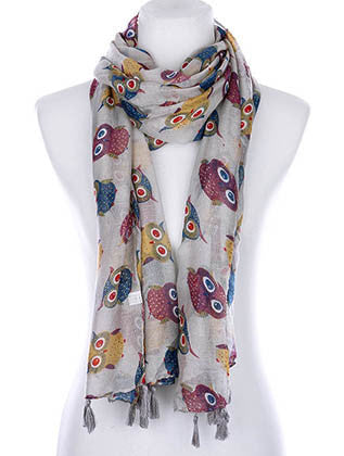SCARF   OWL PRINT  KYF99002TLGRY