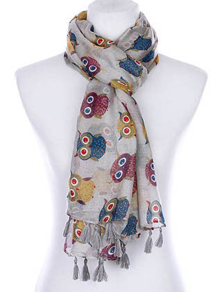 SCARF   OWL PRINT  KYF99002TLGRY - Scarvesnthangs
 - 3