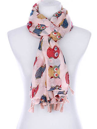 SCARF   OWL PRINT  KYF99002TPNK - Scarvesnthangs
 - 3