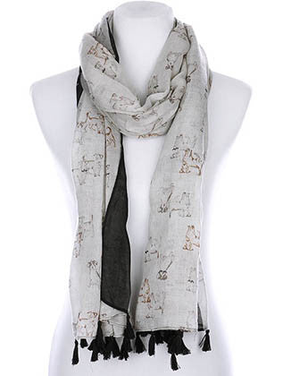 SCARF   PUPPY PRINT  KYF99003TGRY