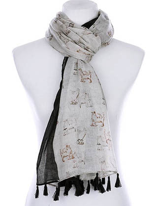 SCARF   PUPPY PRINT  KYF99003TGRY - Scarvesnthangs
 - 3