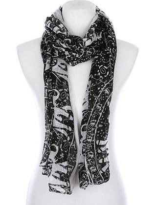 SCARF   ELEPHANT PRINT  KYF99004BLK - Scarvesnthangs
 - 1