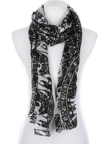 SCARF   ELEPHANT PRINT  KYF99004BLK - Scarvesnthangs
 - 2