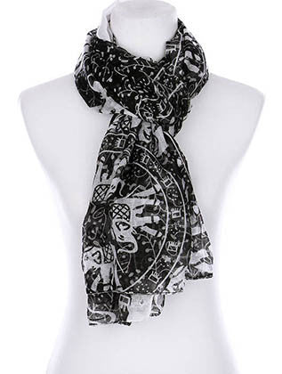 SCARF   ELEPHANT PRINT  KYF99004BLK - Scarvesnthangs
 - 3