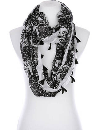 SCARF   ELEPHANT PRINT  KYF99004ETBLK - Scarvesnthangs
 - 1